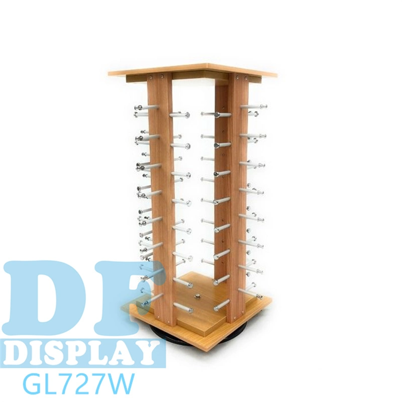 Sunglass Stand Display Retail Shop Sunglass Display Tabletop Wooden Rotating Sunglasses Display Holders 32 Pairs Glasses Spinning Eyewear Display