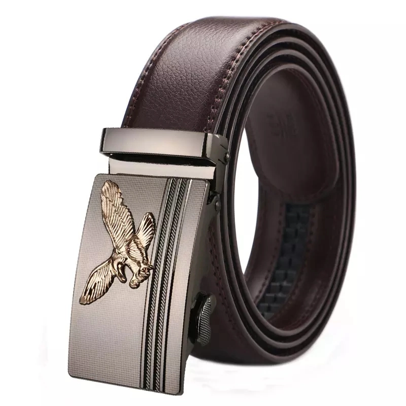 New Men&prime; S Leather Automatic Buckle Belt Wholesale/Supplier Fashion Business Alloy Buckle Belt