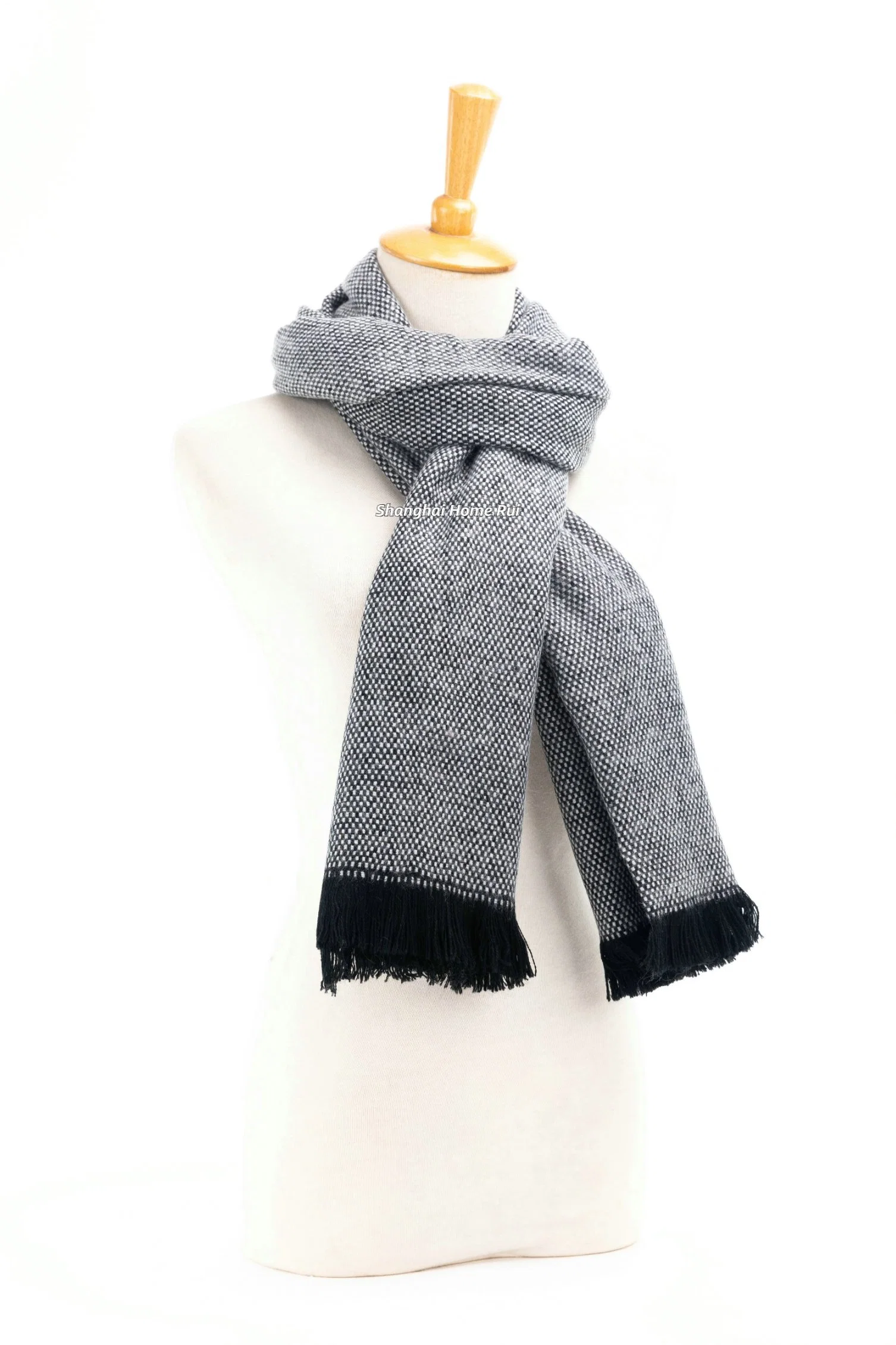 Startseite Rui Großhandel Oberbekleidung Bekleidung Accessoires Herren Winter Wärme Solide Schwarze Acryl Quaste Oversize Soft Einzigartige Stoles Kopfbedeckung Pashmina Decke Schal