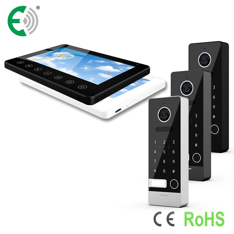 4-Wire HD 7" Intercom Kit with Touch Buttons Video Doorphone Support Multi Unlock Way