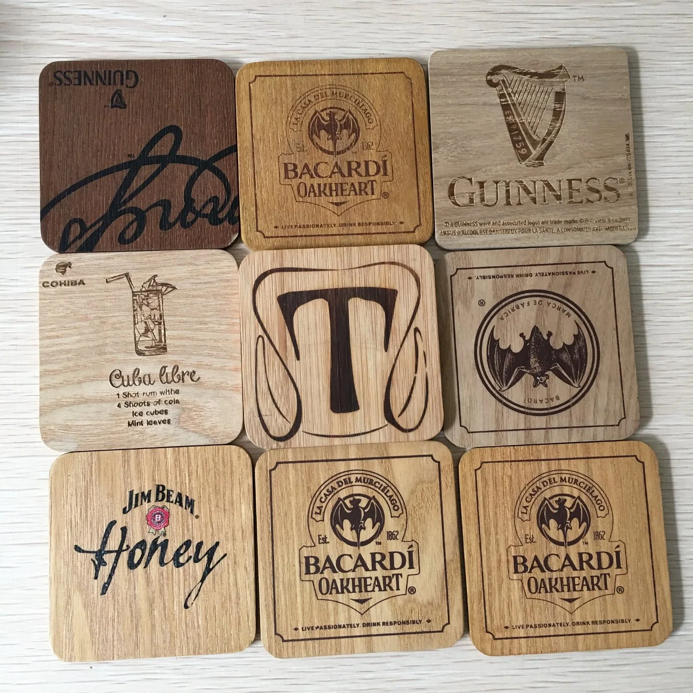 Promotional Creative Craft Vintage Premium Wood Coaster MDF Coaster Coffee Beer Coaster with Custom Branding