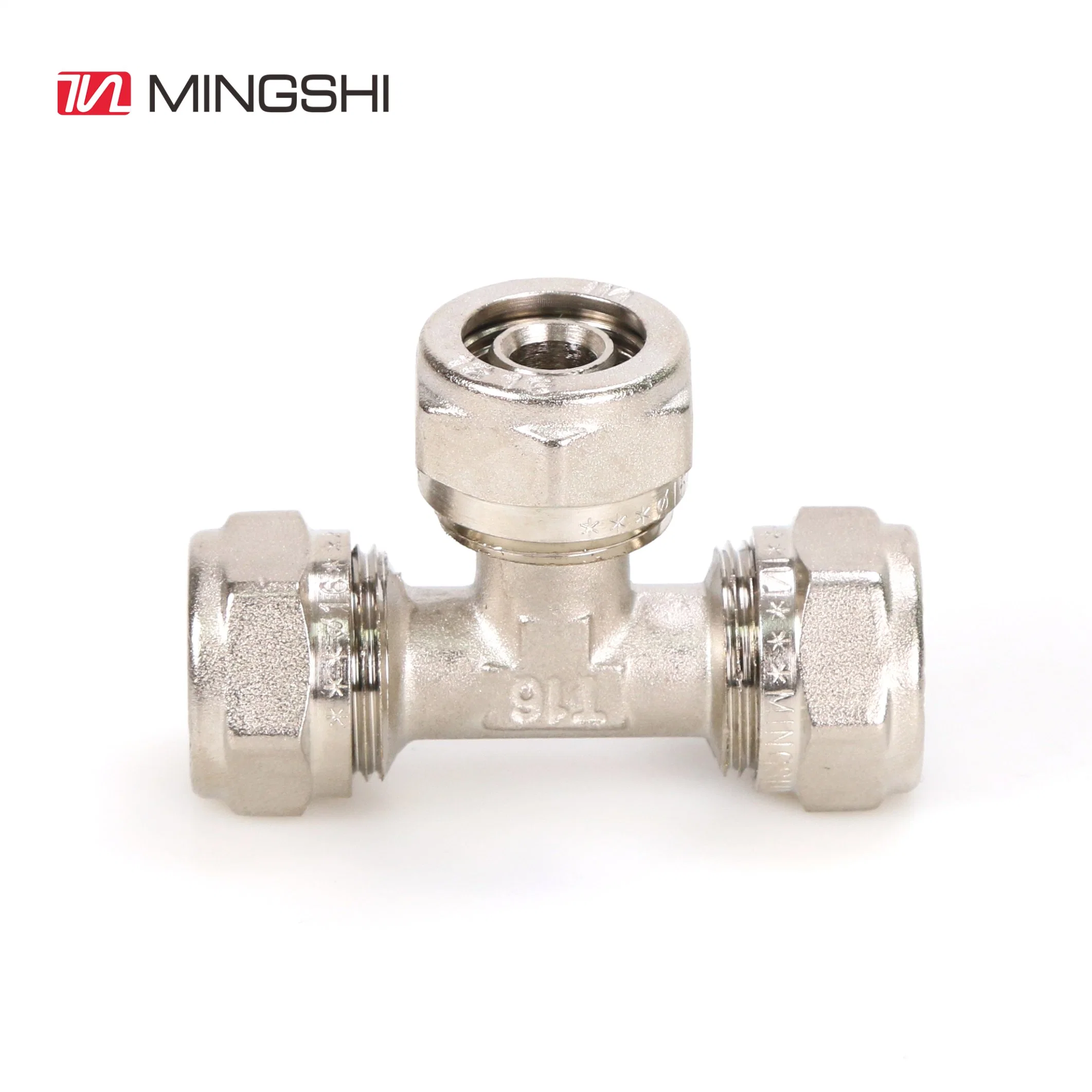 Plumbing Nickel Plated Brass Compression Fitting for Multilayer Pex-Al-Pex Water and Gas Pipe-Reduce Tee