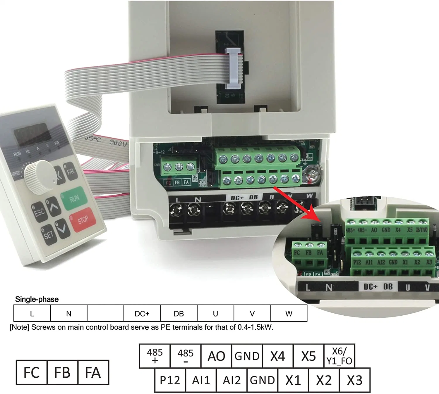 Vector Heavy-Load 220V 750W/1,5kw/2,2kW Frequenzumrichter, einphasiger Drehzahlregler Invertermotor