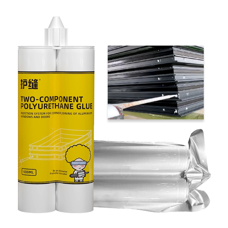 Piezas de doble tubo 600 ml de sellado de poliuretano blanco pegamento adhesivo para puerta y ventana de aluminio