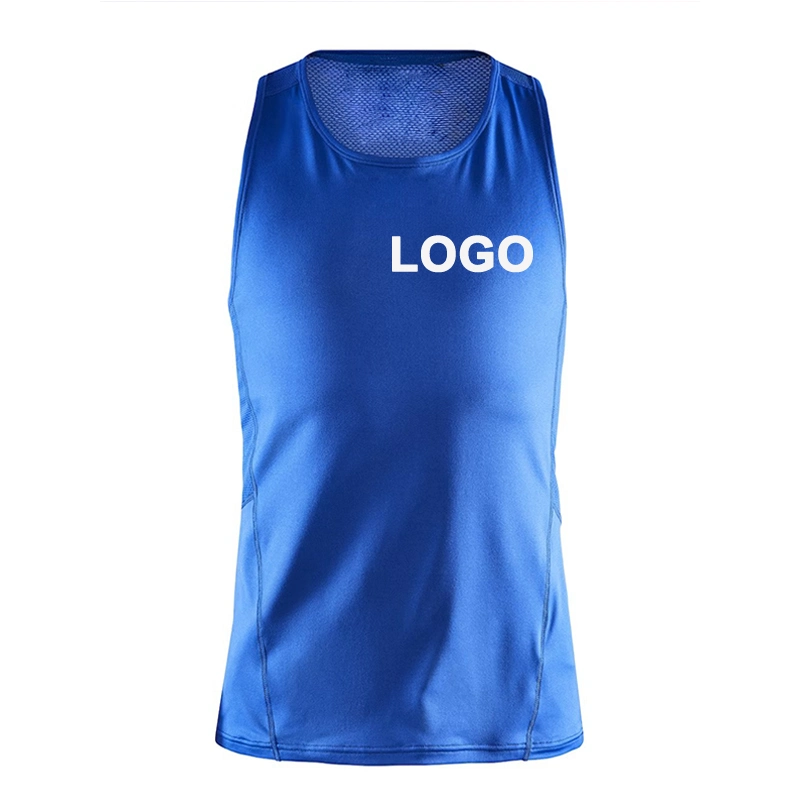 Gimnasio Gimnasio simple logotipo personalizado Racerbaack Camisetas de color azul para los hombres