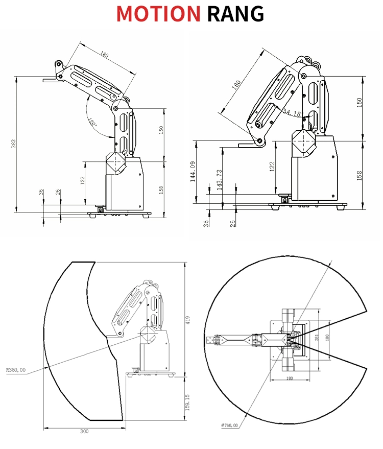 303ED 0.5kg de Equipos Industriales pequeños de 3 ejes del brazo robótico de la manipulación de la producción flexible