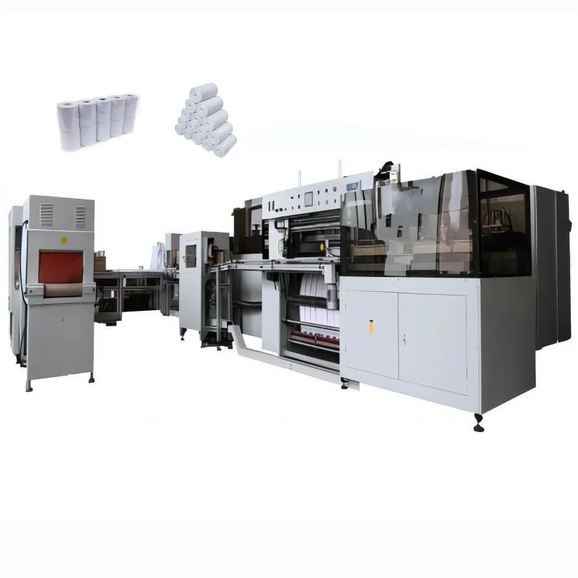 Automatische thermische Papierrolle Schneide Aufspulmaschine POS-Lotterie Papier Schneidemaschine