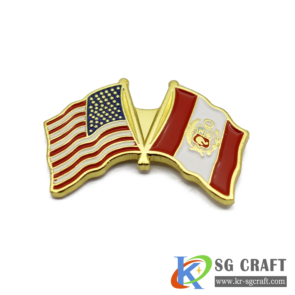 No MOQ Factory Price Custom Own Logo Metal World National Lapel Badge Brooch Souvenirs Country Flag Soft Enamel Pin for Promotion Gift