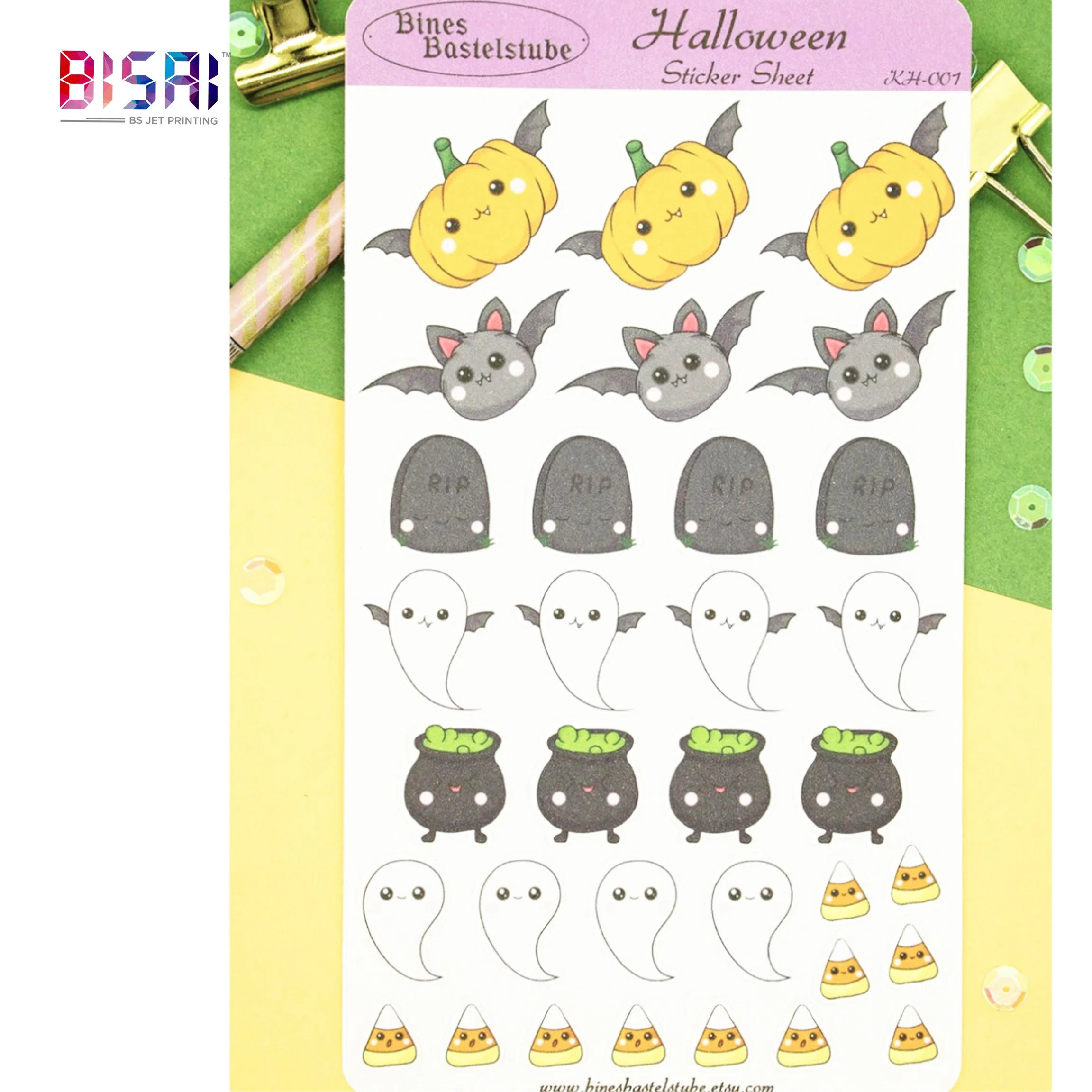 Factory Direct Waterproof Eco Friendly Cartoon Cute Kids Wall Halloween Sticker Sheet