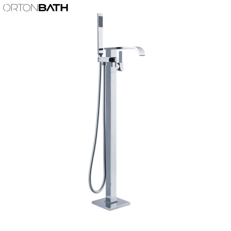 Ortonbath Classic Design Shower Faucet Freestanding Bathtub Floor Standing Bathtub Mixer Faucet Tap with Hand Shower Spray Spout