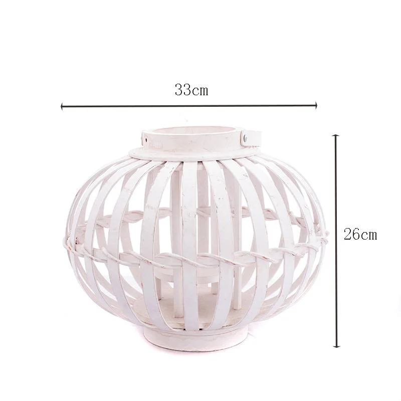 Classic Chinese Style Round Bamboo Lantern Hanging Candle Holder