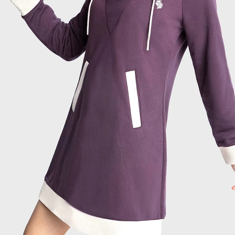 Custom Logo Cotton Polyester French Terry Color Block Hoodie Dress for Women