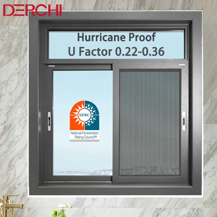 Derchi Double Glazed Favorable Price Aluminum Metal Huge Sliding Windows