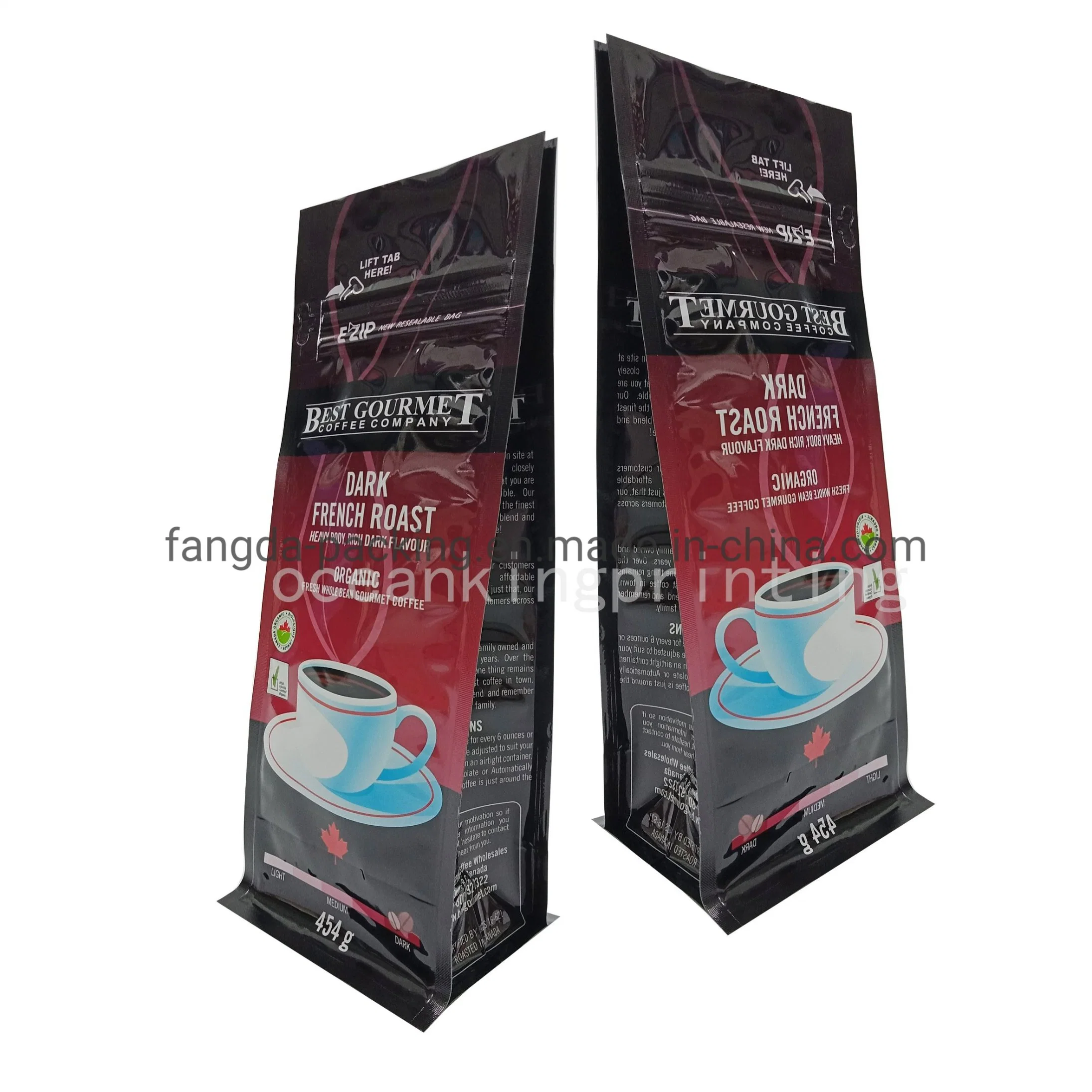 250 g de café torréfié sac ziplock sachets emballages souples