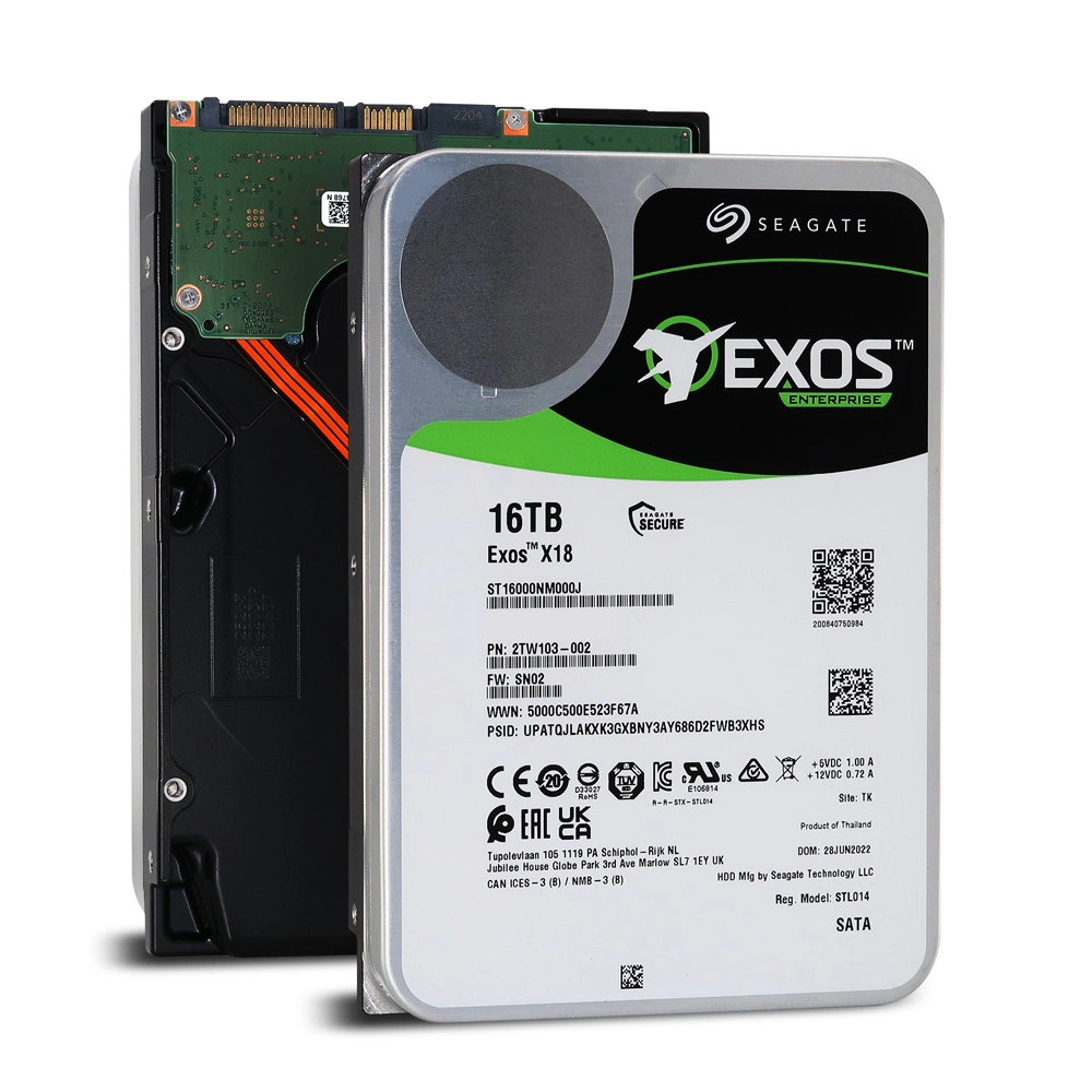 محرك أقراص SATA Seagate Exos X18 St16000nm000j 16TB بسرعة 7200 لفة في الدقيقة بسعة 6 جيجابايت/محرك أقراص S بحجم 3.5 بوصة محرك الأقراص الثابتة St16000nm001j St16000nm004j St16000nm005j