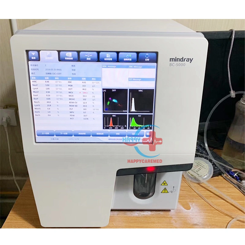 Utilizados laboratórios clínicos Mindray Bc-5000 Analisador de Hematologia automática 5 Partes 5 Dif Analisador de Hematologia Analisador de sangue arterial