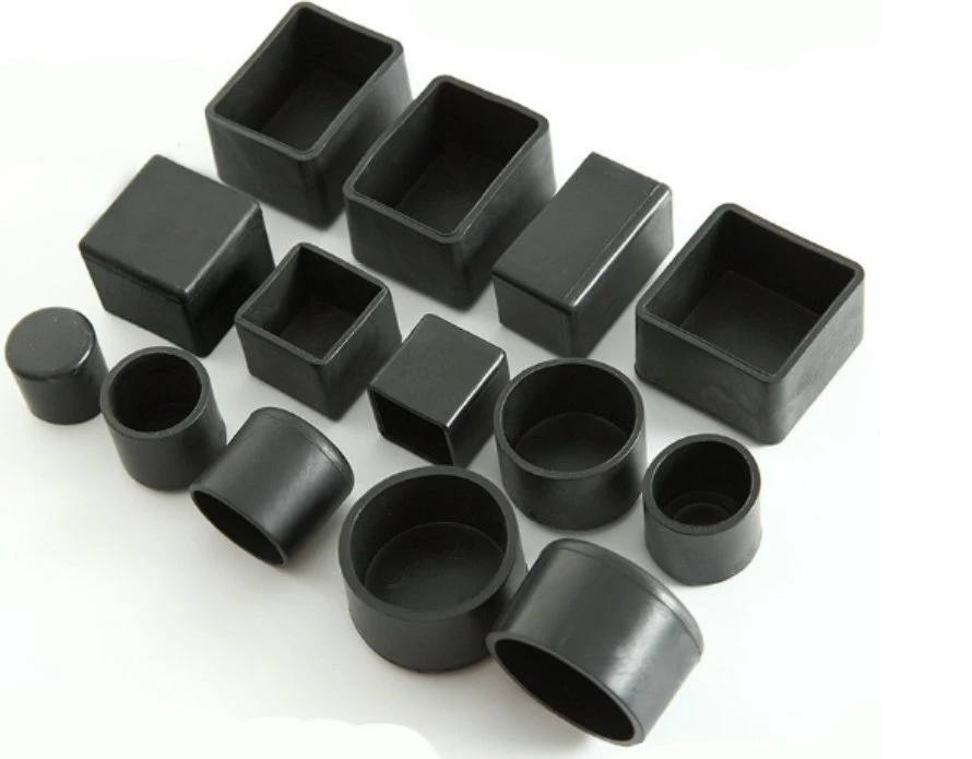 Black PVC Plastic Rectangle Tube End Caps/ Steel Pipe End Cover for Floor Protector for Furniture