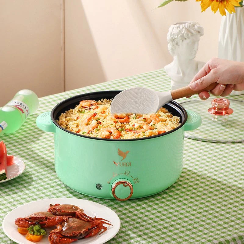 New Light Green Electric Plating 24cm Multi Functional Non Stick Single Pot Electric Hot Pot Electric Frying Pot 2.5L