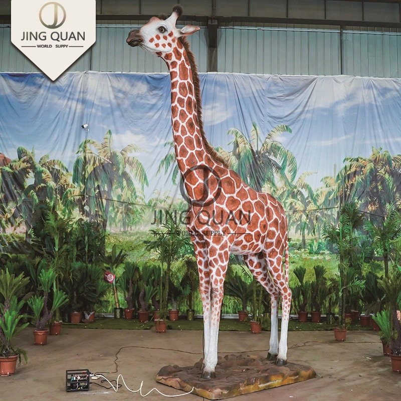 3D Animatronics Giraffe Model Life Size Animal Realistic Pose Design Outdoor Playground Mechanical Animatronics Simulated Customized Giraffe