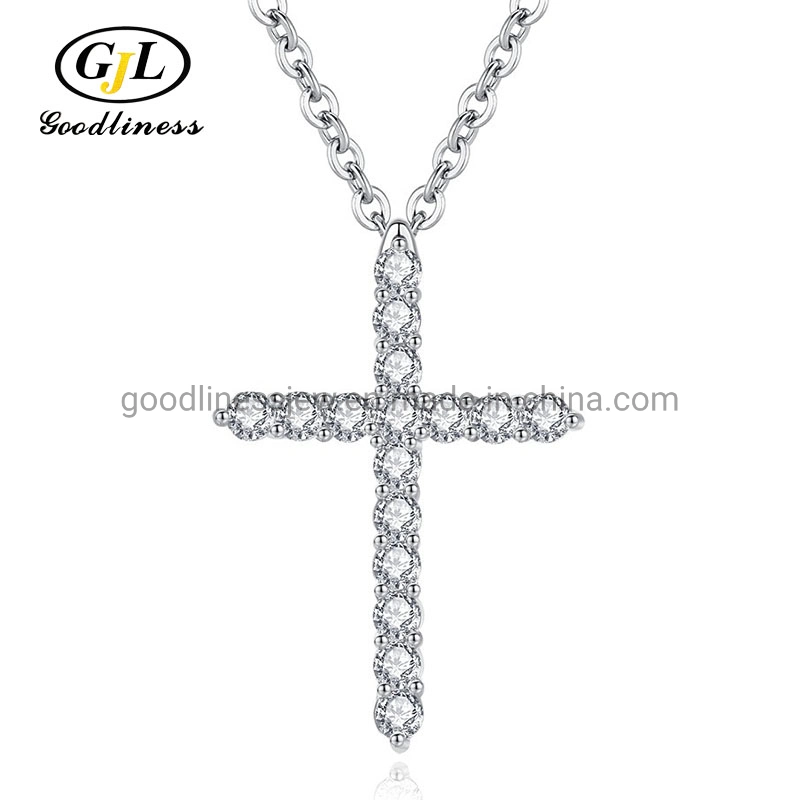 Hip Hop Moda mujeres Charms hallazgos Cubic Zircon Diamond Cross Collar de Joyas