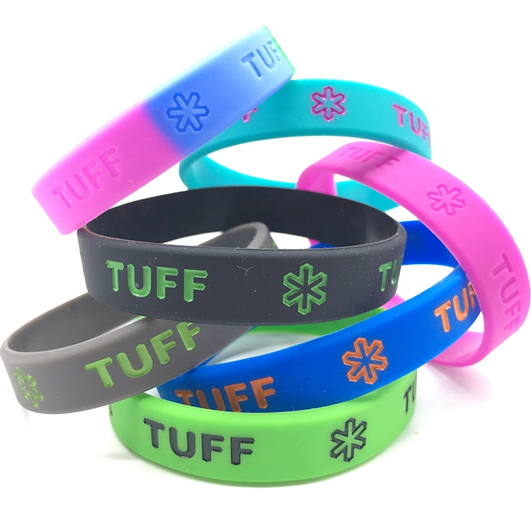 Factory Price Customize Any Color Print or Embossed Color Filled Silicone Bracelets