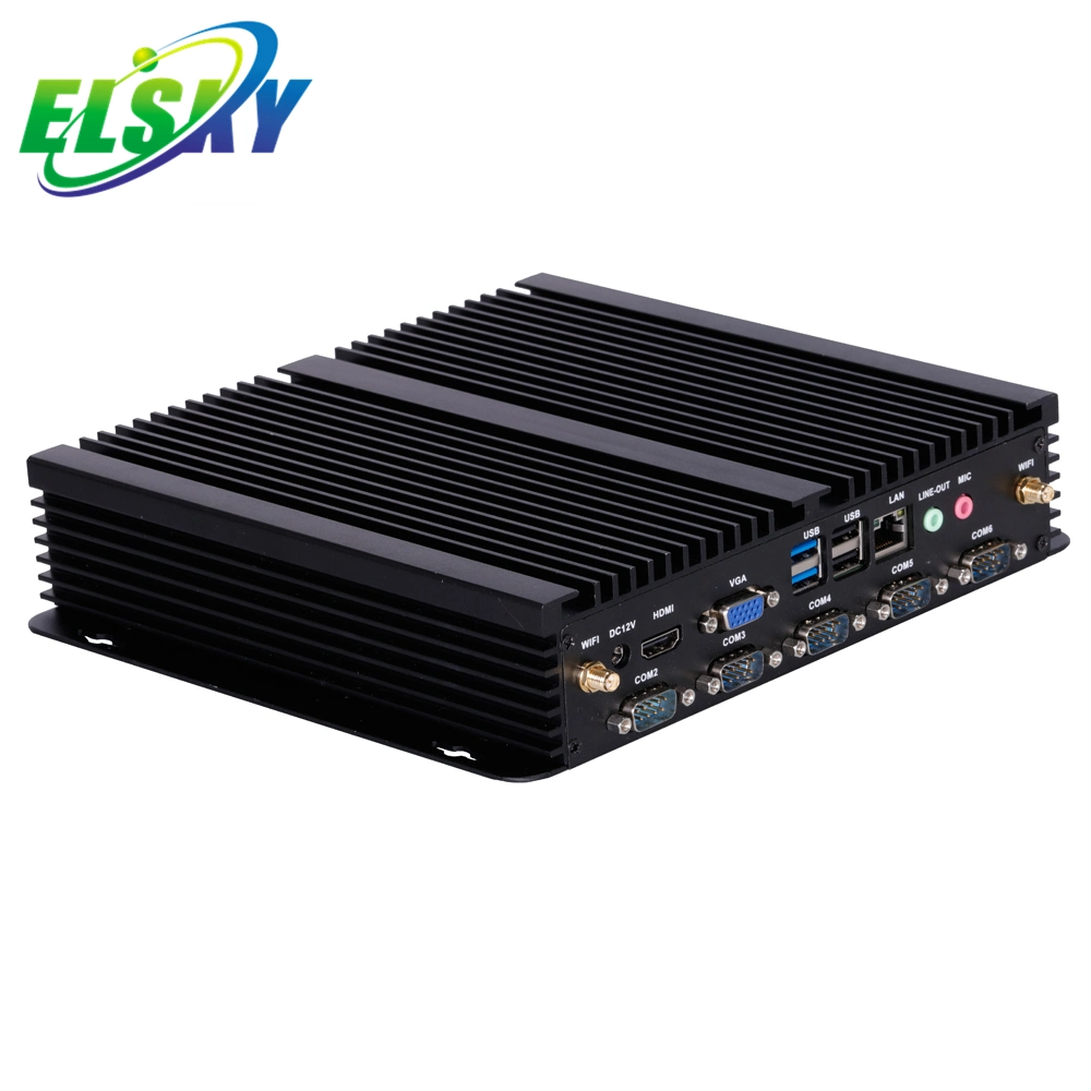 Hot Sale Mini PC Linux Fanless Industrial Mini PC PC i5 5200u 6*USB 6COM 2*SATA3,0 Realtek 8111f 2*1000m LAN