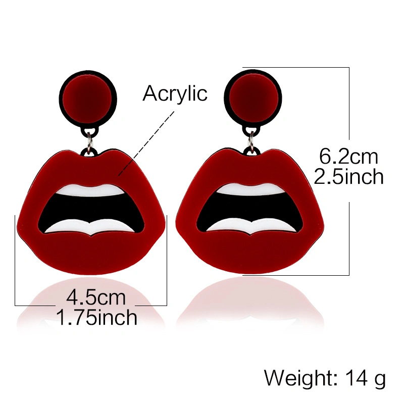 Mode New Design Schmuck für Frauen Sexy Lippen mit Acryl Extragroße Ohrstecker Mit Haken