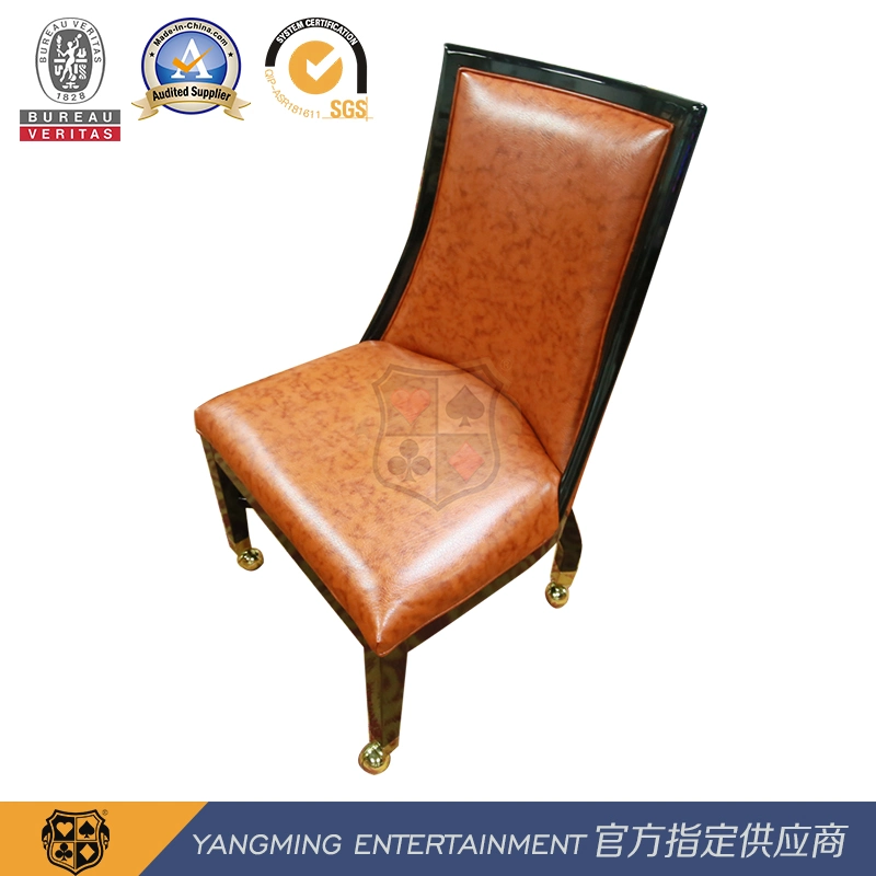 Metal Pulley Foot Simulation Leather Hotel Club Dining Chair Texas Poker Table Player Chair Ym-Dk07