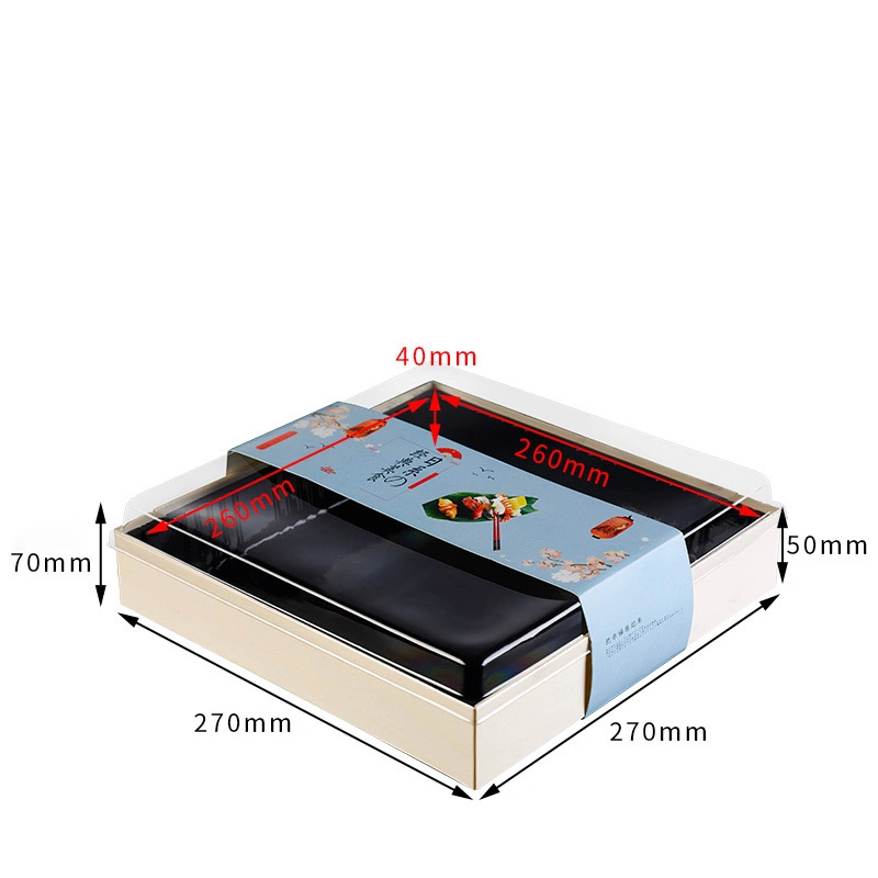 Personalizar desechables biodegradables de Sushi Japonés de madera alimentos dulces ensalada de frutas caja de embalaje de cartón contenedor de embalaje Caja de comida para llevar la bandeja