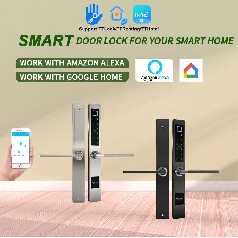 Ttlock APP Smart Lock Fingerabdruck Aluminium Glastür Smart Lock Digitales Türschloss elektronisches Schloss mit Passcode-Karte Fernverriegelung Für Schiebetüren