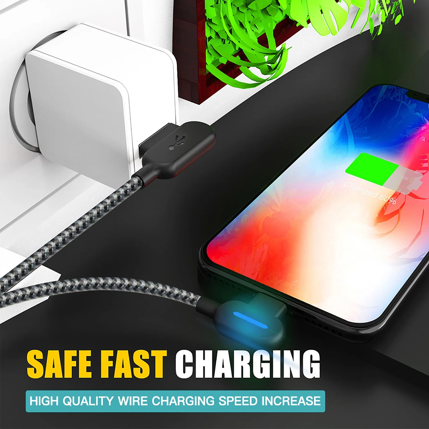 New Fashion LED Display USB-C Charger Cable USB Charging Data Cable Mobile Accessories