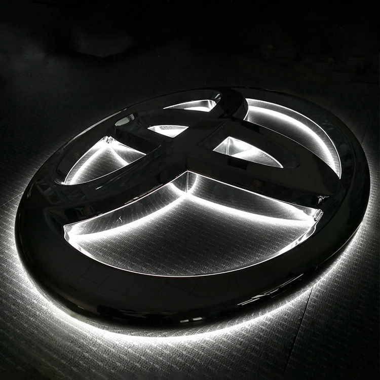Logótipos personalizados em plástico para apresentações de automóveis Halo, com retroiluminação LED