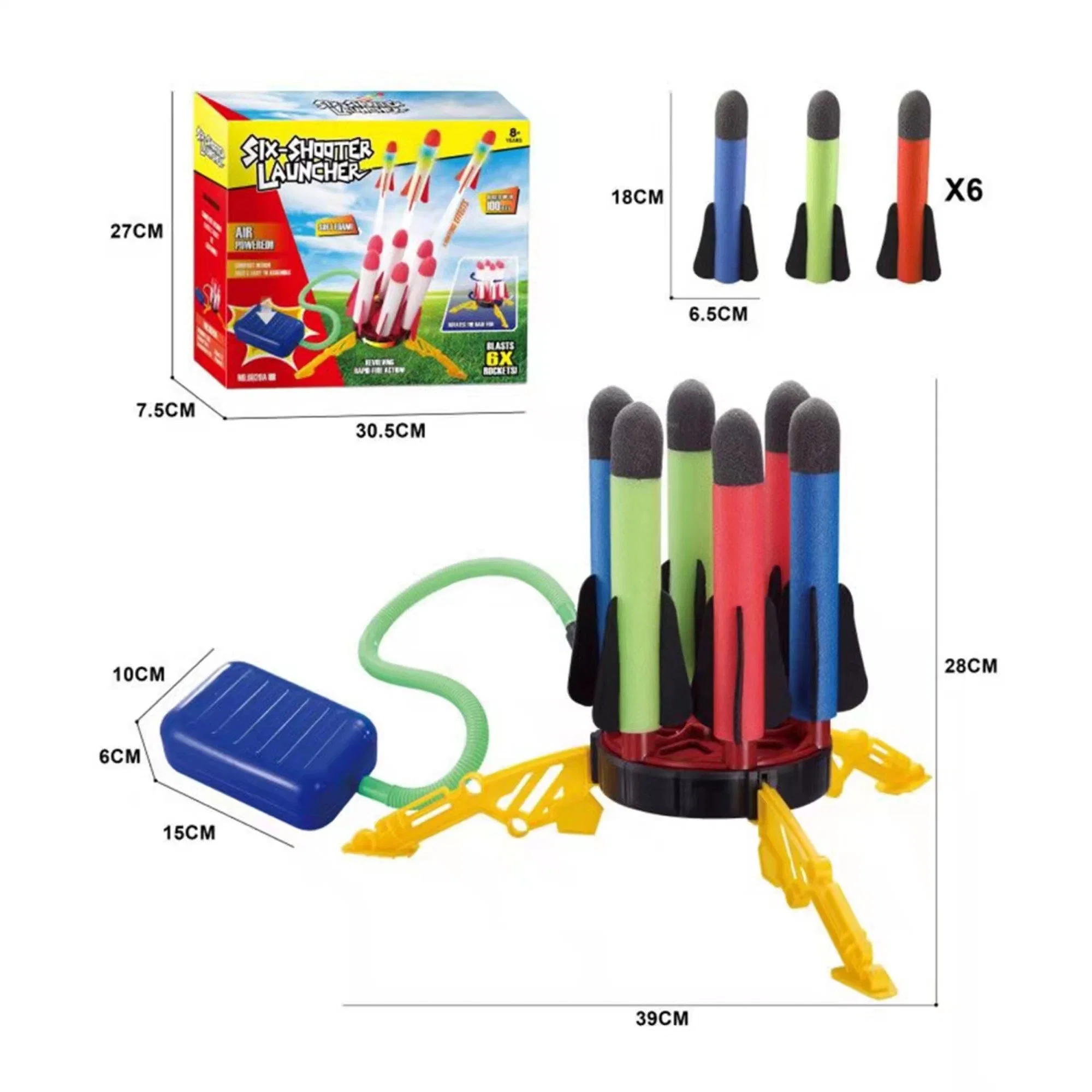 Launcher Shoots up to 100 Feet 6 Colorful Gift Toys for Boys and Girls Age 3+ Years Old Toy Rocket