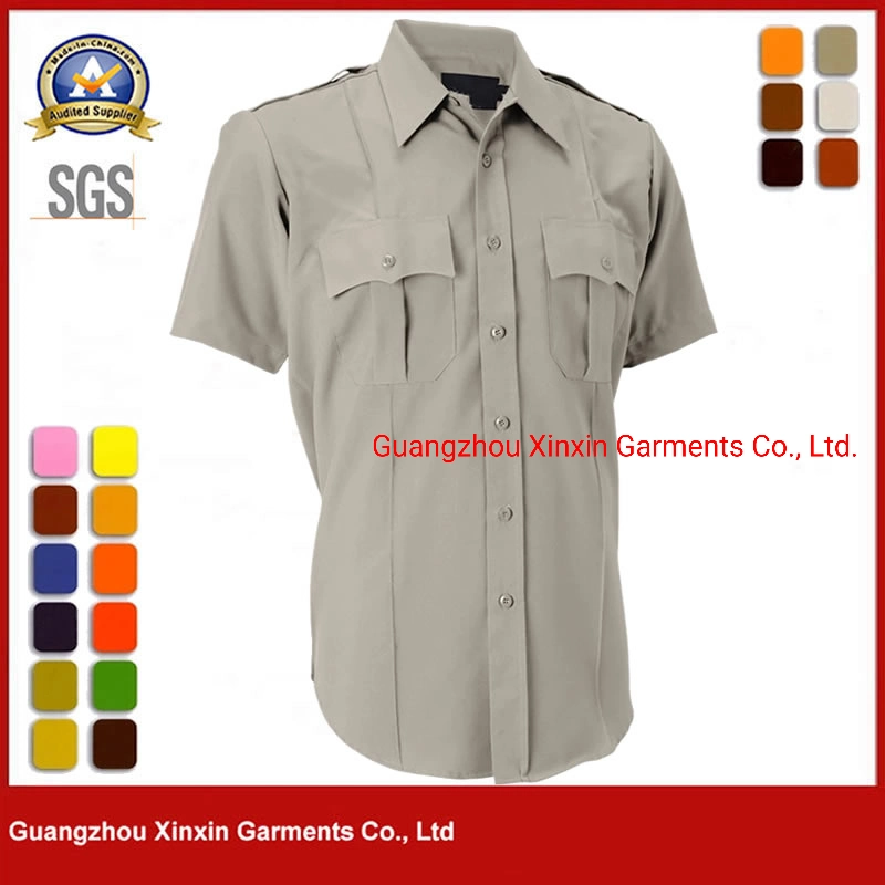 Cotton Short Sleeve Airport Hotel Security Guard Uniform Shirts for Men (W2833)