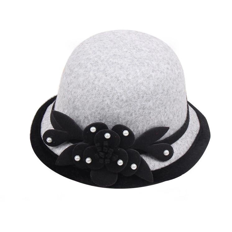 Atacado Moda Inverno quente Cloche Bowler Igreja HAT formal