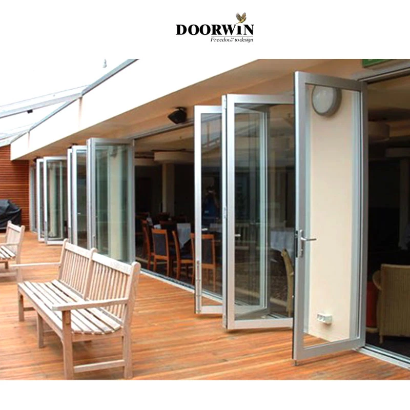 White Color Aluminum Bi Folding Door with Built-in Shutter