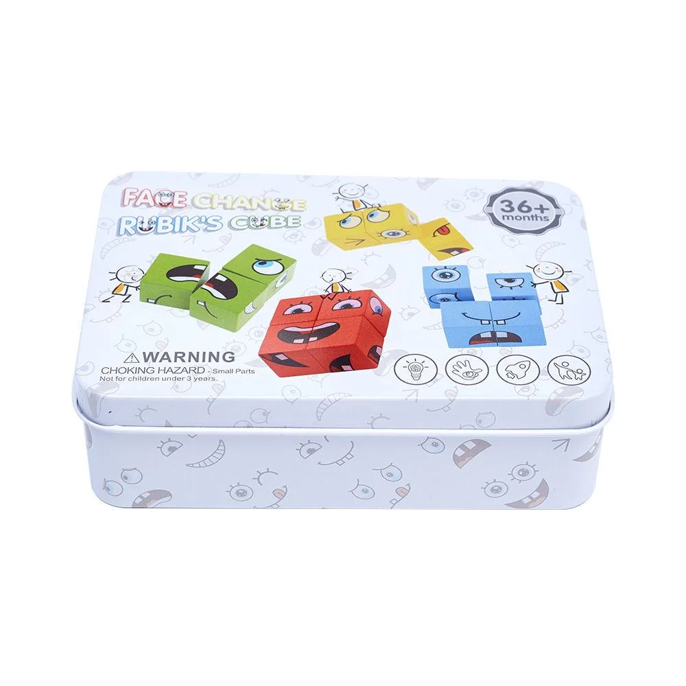 Atacado Custom Design Paper Mini Magic Puzzle Cube and Game Jogo de tabuleiro de brinquedos para a família Card Kids com caixa Tin