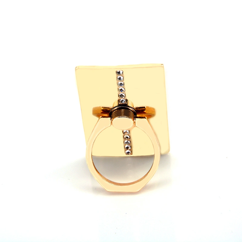 Factory hecho personalizado brillante Oro chapado en Rhinestone metal Teléfono Holder Fabricante personalizado rectángulo Blanco decoración regalo Bespoke celular anillo de teléfono Accesorio