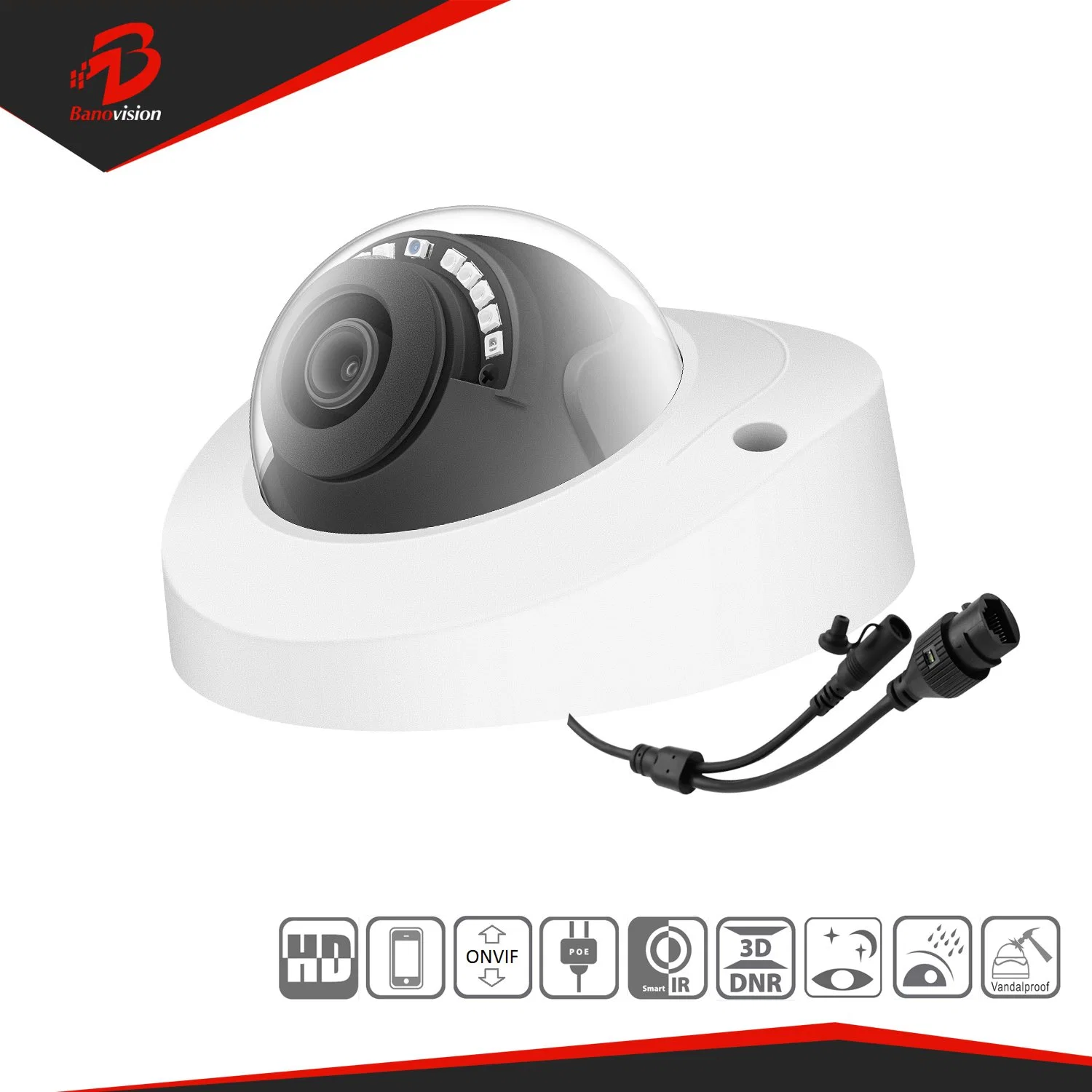 2MP Vigilancia de seguridad CCTV IP Network Vandal Proof Mini Dome Cámara