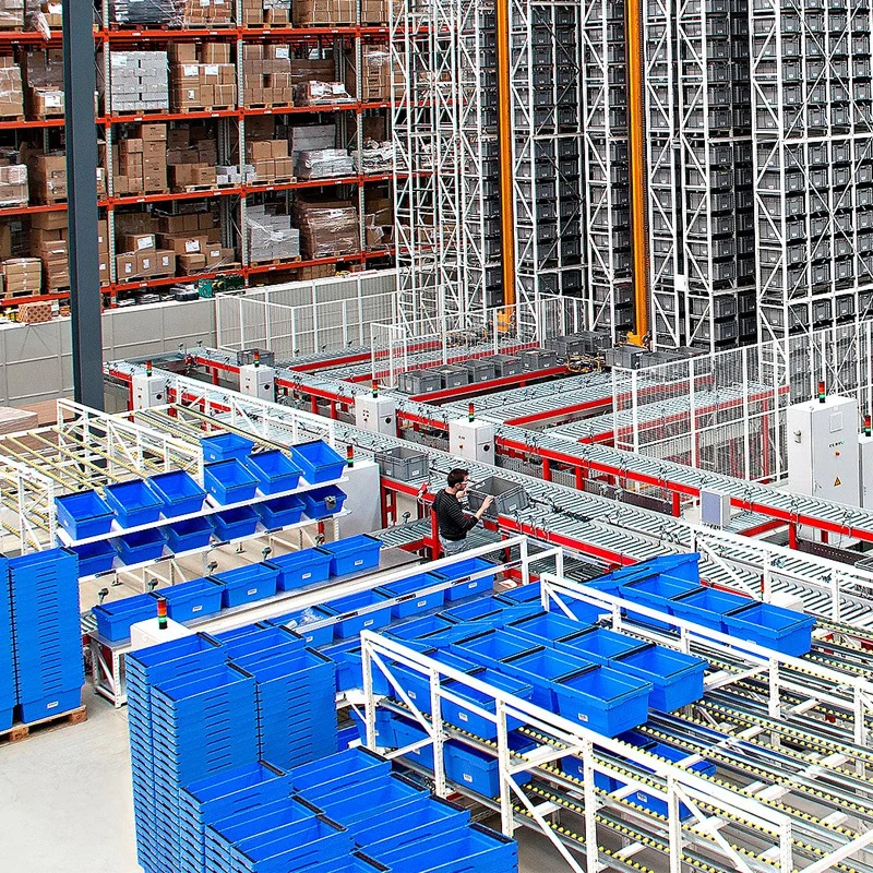 Steel Structure Storage Stacker Crane Racking Automated Warehouse Automation System Mini Load Asrs with Plastic Pallet (Automatic Storage Retrieval System)