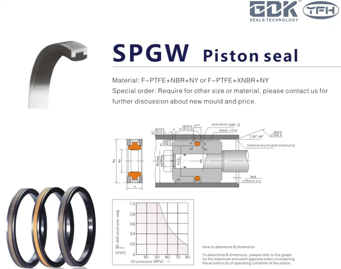 Gdk High quality/High cost performance  PTFE Material Spgw Piston Seal