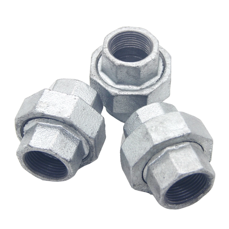 BS Thread Union Malleable Iron Pipe Fittings 3/4'' 1/2'' Flat Seat Gi Union for Pipe Connection