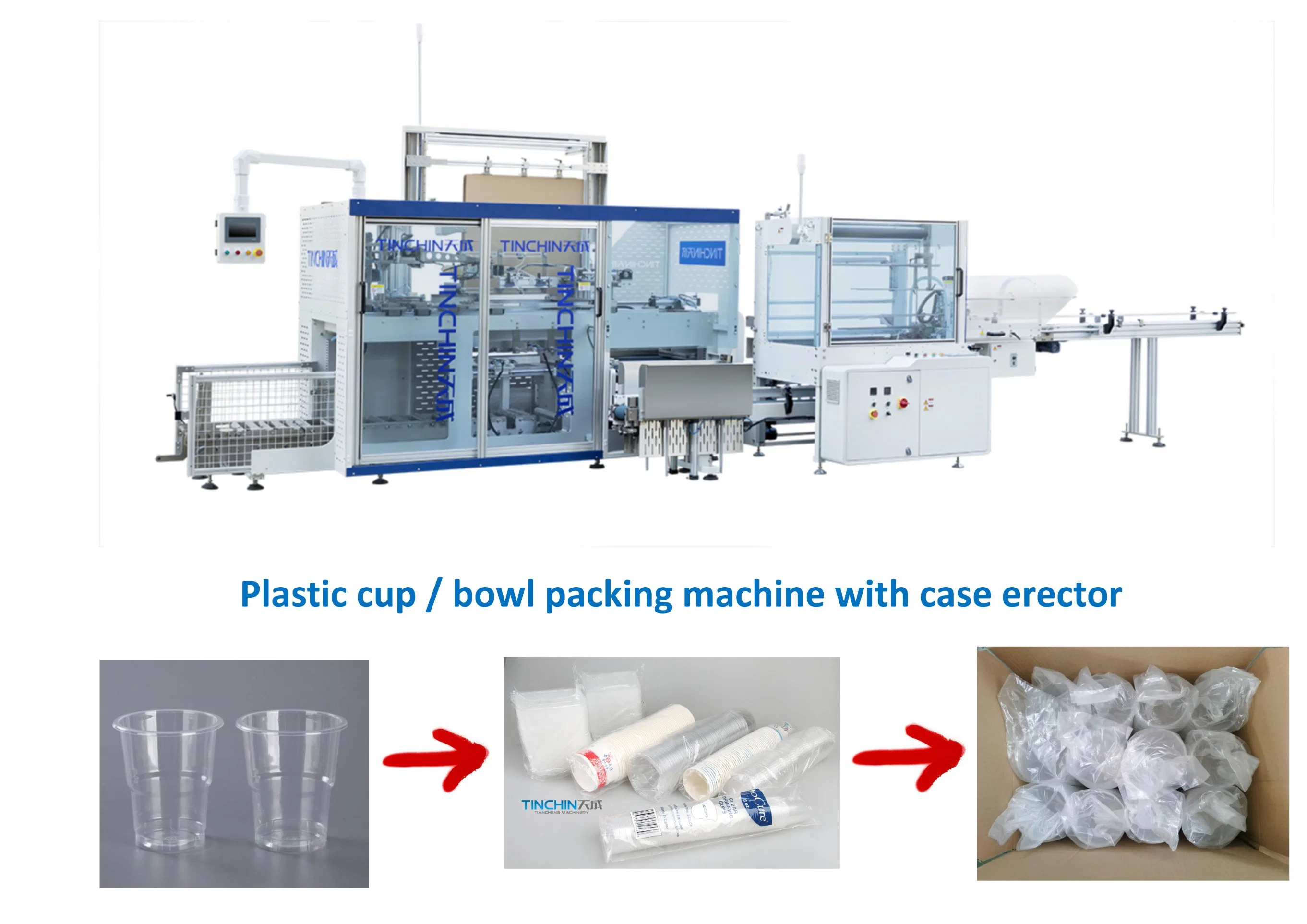 Plastic Cup Bowl Paper Cup Packing Making Forming Machine with Case Erector Carton Machine