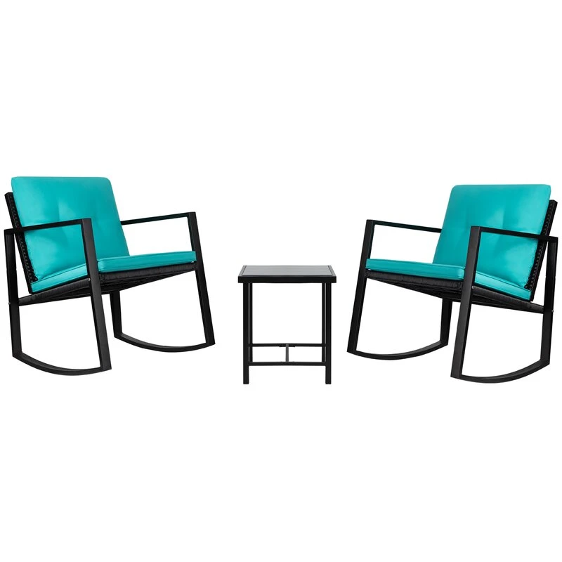 Modern Garden Furniture Black Wicker Bistro Set on Sale