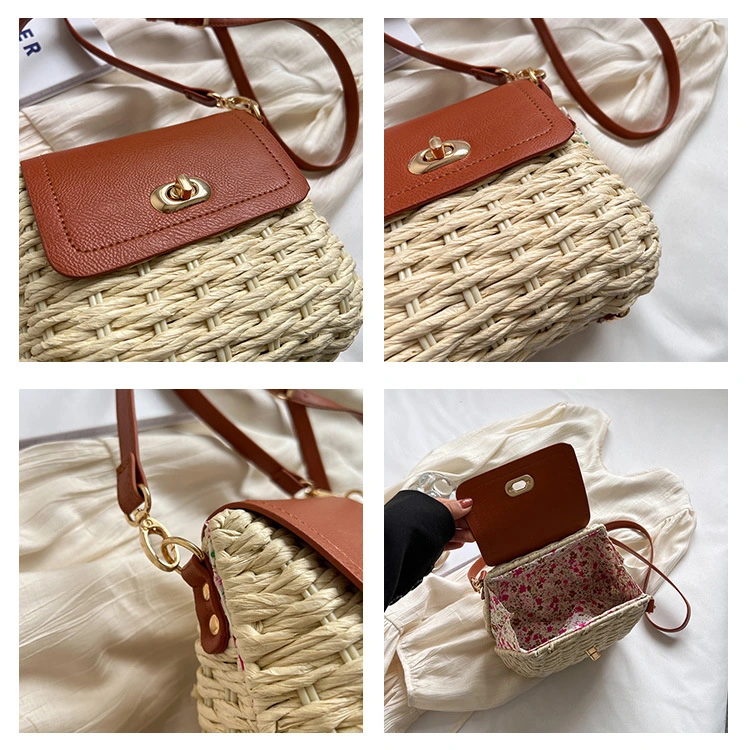 Hot-Selling Factory Vintage Small Straw Bags for Women Crossbody Shoulder Tote Hobo Handbag Lady Travel Purses Handbags Female Ladies Simple Mini OEM ODM Bag