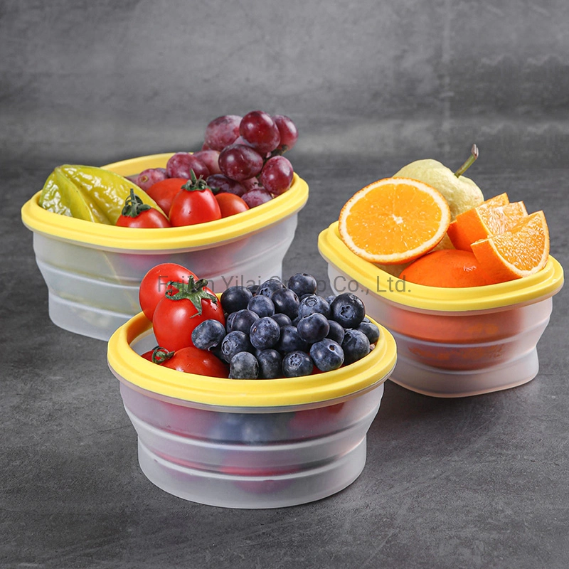 Collapsible Camping Bowl Custom Silicon Food Freezer Storage Container Foldable Silicone Bento Boxes