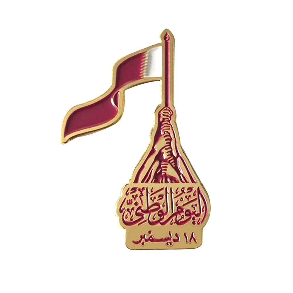 Personalized Custom Metal National Day Country Flag Lapel Pin Badge Soft Enamel State of Qatar Magnetic Pin