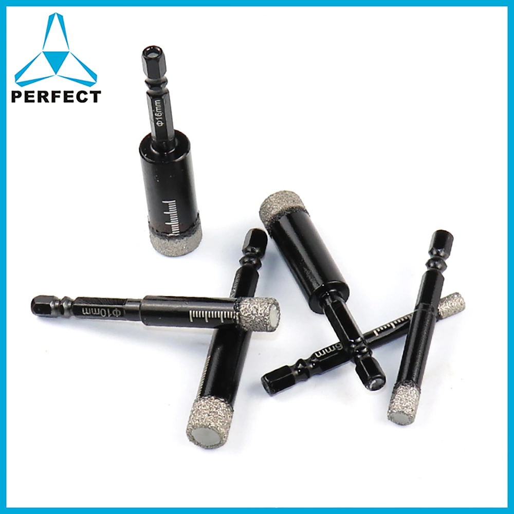 3/16" Vacuum Brazed Diamond Hole Saw Cutters Core Drill Bits for Hard Tile Granite Marble Dry Drilling with 1/4" Double "R&rdquor; Hex Shank