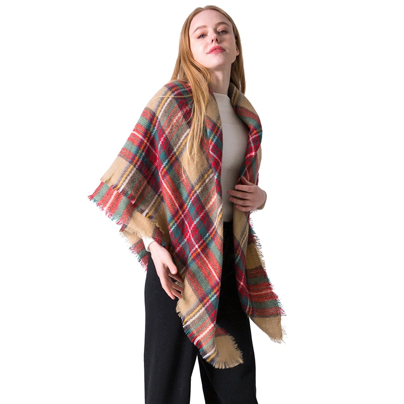 Bufanda de moda otoño invierno Classic Borla cálida bufanda Plaid Manta suave Chunky grandes Bufandas chal de envoltura