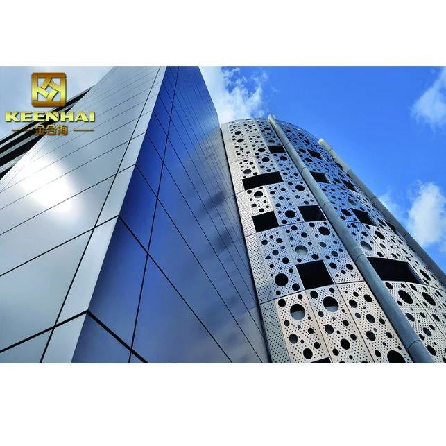 Conception décorative bardage façade en aluminium perforé (KH-BH-AP-010)